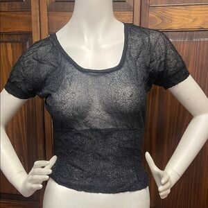 Vintage Sheer Short-Sleeve Black Women's Top by Express Sz L